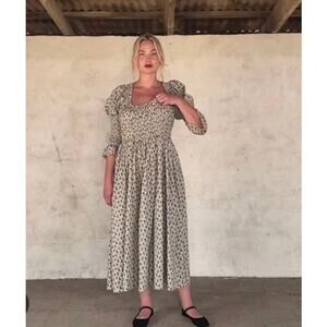 Doen | Dresses | Doen Tahlia Lace Trimmed Floral Print Silk Charmeuse Midi  Dress | Poshmark